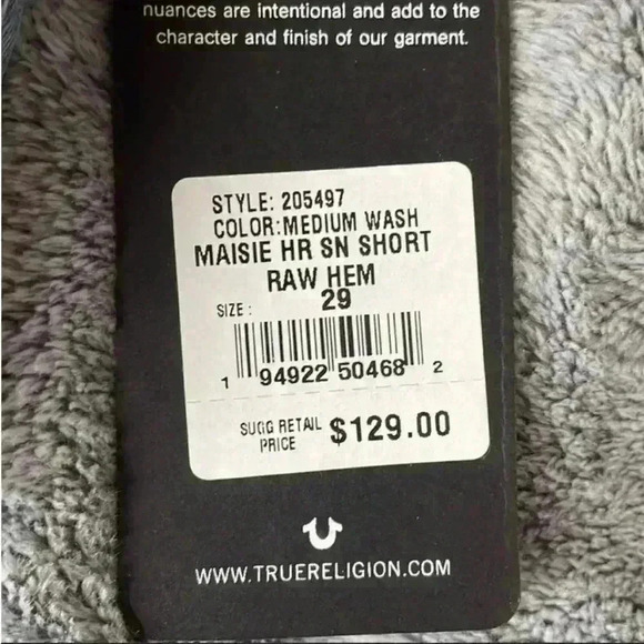 True Religion Maisie Raw-Hem Jean Shorts in Medium Wash Size 29 NWT - Picture 5 of 10